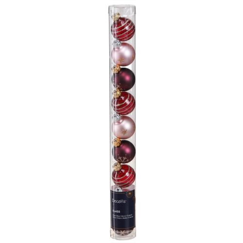 Floristik24 Mini palline per albero di Natale in vetro bacca rosa oro Ø3cm 9 pz