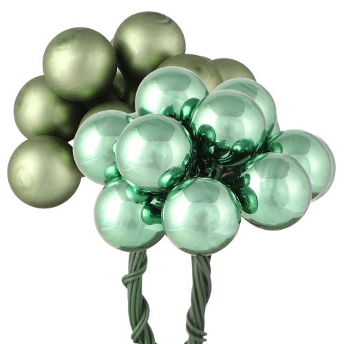 Mini palline per albero di Natale vetro su filo verde Ø1,5cm 140 pz