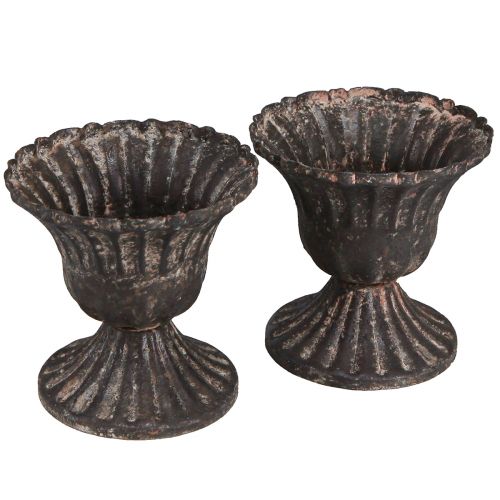 Prodotto Mini tazza decorativa vintage in metallo nero ruggine Ø8cm H8,5cm 2 pezzi