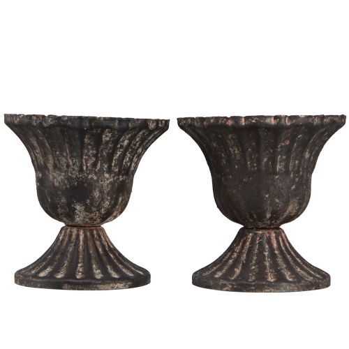 Prodotto Mini tazza decorativa vintage in metallo nero ruggine Ø8cm H8,5cm 2 pezzi