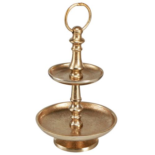 Floristik24 Mini etagere in metallo decorazione oro opaco decorazione da tavolo a 2 livelli H22cm