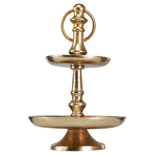 Floristik24 Mini etagere in metallo decorazione oro opaco decorazione da tavolo a 2 livelli H22cm