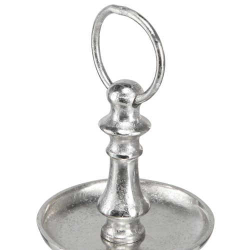 Floristik24 Mini alzata per torta decorazione in metallo argento Decorazione da tavolo a 2 livelli H22 cm