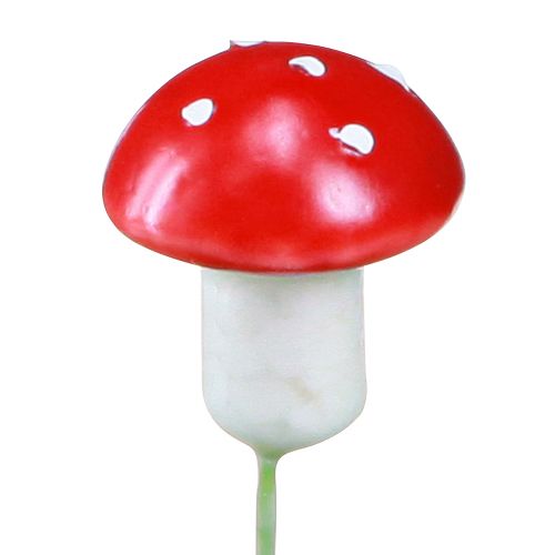 Prodotto Mini agarichi volanti su filo rosso bianco decorativi funghi Ø2cm 48 pz