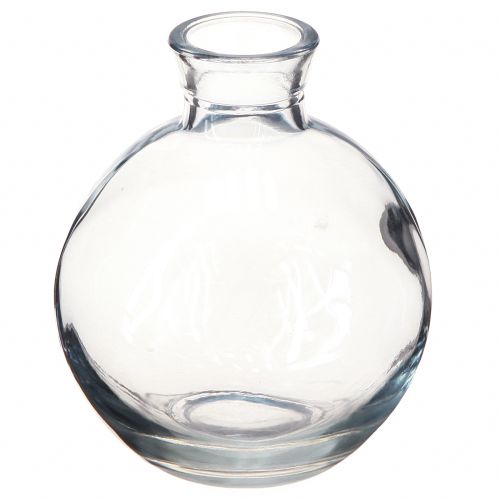 Mini vasi in vetro a forma di bulbo, colorati di blu, Ø7,5 cm, altezza 9 cm, 6 pezzi