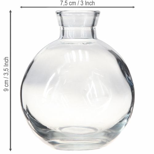 Prodotto Mini vasi in vetro a forma di bulbo, colorati di blu, Ø7,5 cm, altezza 9 cm, 6 pezzi