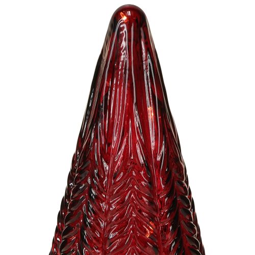 Prodotto Mini albero di Natale in vetro LED rosso verde marrone 18 cm 3 pezzi