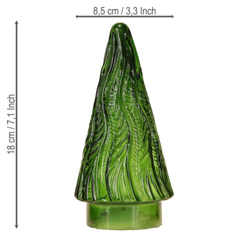 Prodotto Mini albero di Natale in vetro LED rosso verde marrone 18 cm 3 pezzi