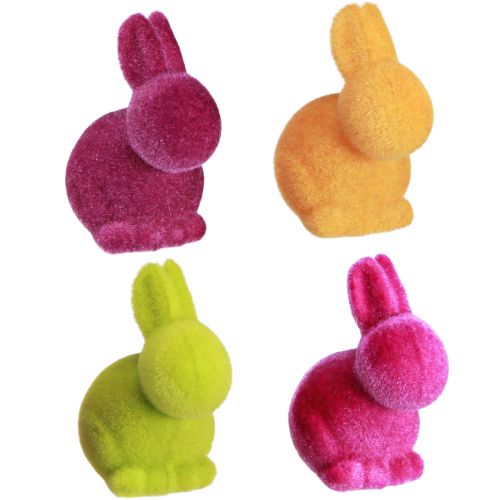 Prodotto Mini coniglietti colorati coniglietti pasquali floccati assortiti – 2a scelta – H6cm 12 pezzi