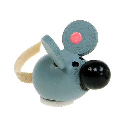 Floristik24 Mini mouse in legno bianco grigio 2cm 24p