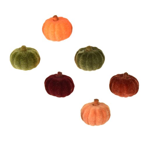 Prodotto Mini decorazione di zucca floccata 6 colori Ø4cm 24 pezzi
