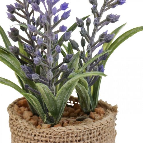 Floristik24 Lavanda artificiale Pianta di lavanda artificiale in sacco di iuta H15cm
