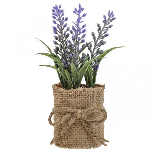 Floristik24 Lavanda artificiale Pianta di lavanda artificiale in sacco di iuta H15cm