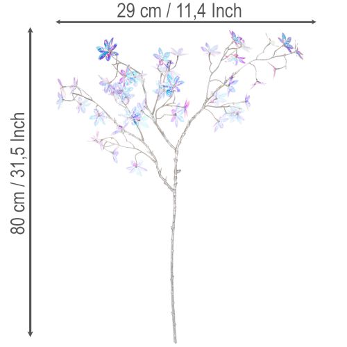 Ramo artificiale fiorito con fiori iridescenti, 80 cm | Floristik24.it