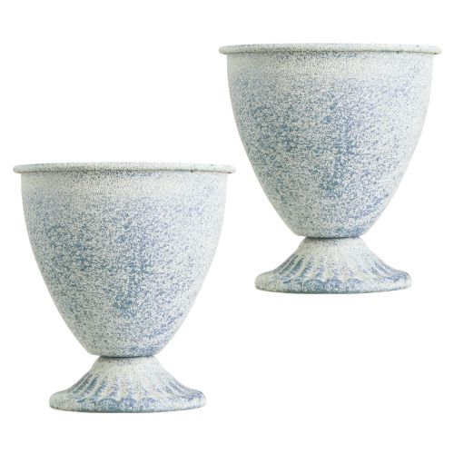 Prodotto Mini trofeo vaso calice metallo bianco blu H11.5cm 2pz