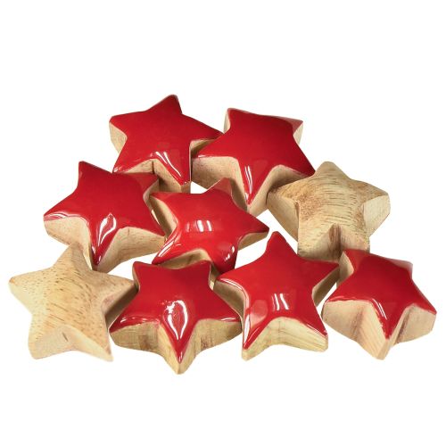 Prodotto Mini stelle in legno di mango rosso, decorazione a dispersione, stelle in legno Ø3cm, 9 pezzi