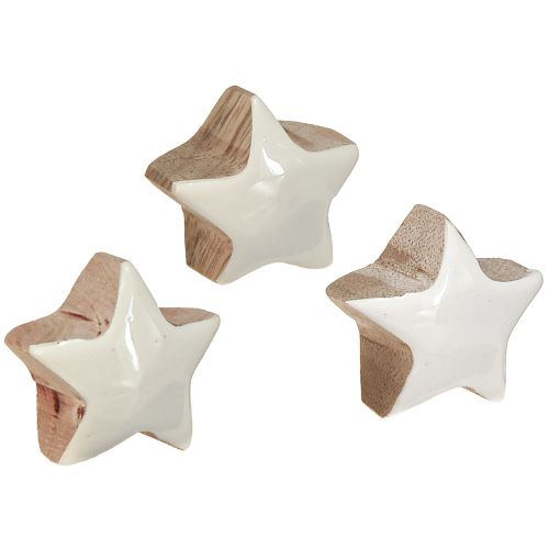 Floristik24 Mini Stelle Decorazione in Legno di Mango Bianco Ø3cm 9 pezzi