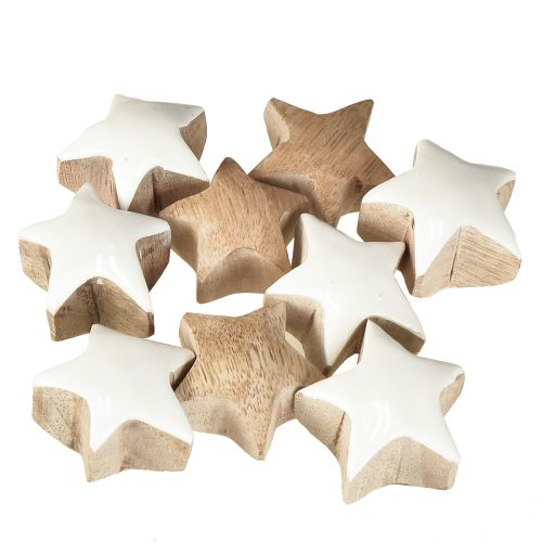 Prodotto Mini Stelle Decorazione in Legno di Mango Bianco Ø3cm 9 pezzi