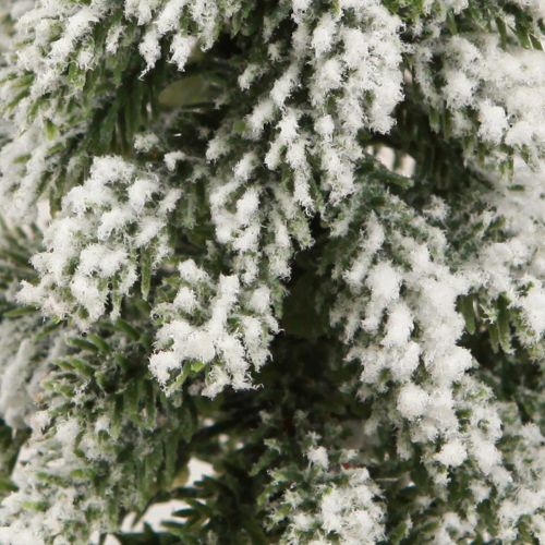 Prodotto Mini albero di Natale base in legno verde bianco Ø8cm H18cm 3 pezzi