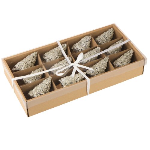 Prodotto Mini decorazione da tavolo per albero di Natale bianco champagne H8cm 12 pezzi