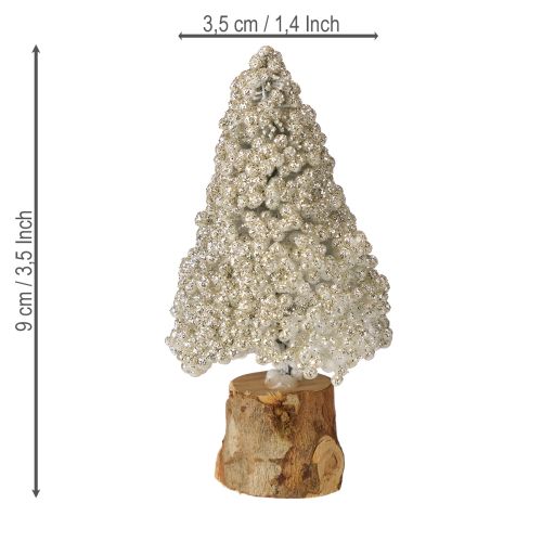 Prodotto Mini decorazione da tavolo per albero di Natale bianco champagne H8cm 12 pezzi