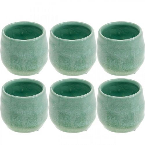 Floristik24 Mini cachepot, vaso in ceramica, lanterna decorativa, vaso per piante motivo a onde Ø8cm 6pz