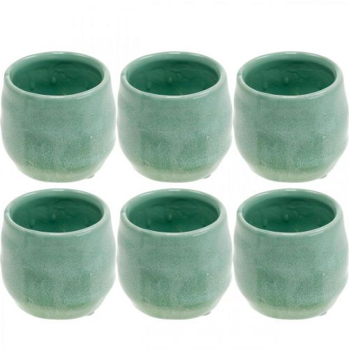 Floristik24 Mini cachepot, vaso in ceramica, lanterna decorativa, vaso per piante motivo a onde Ø8cm 6pz