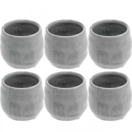 Cachepot in ceramica, mini vaso per piante, decoro in ceramica, motivo a onde lanterna Ø8cm 6pz