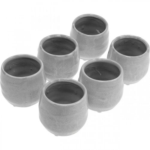 Floristik24 Cachepot in ceramica, mini vaso per piante, decoro in ceramica, motivo a onde lanterna Ø8cm 6pz