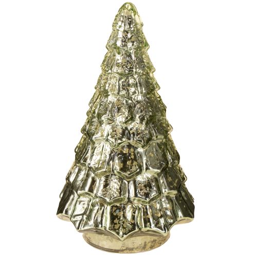 Prodotto Mini albero di Natale con illuminazione a LED verde oro 28cm