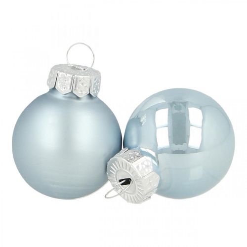 Floristik24 Mini palline di Natale in vetro blu lucido/opaco Ø2,5cm 22 pezzi