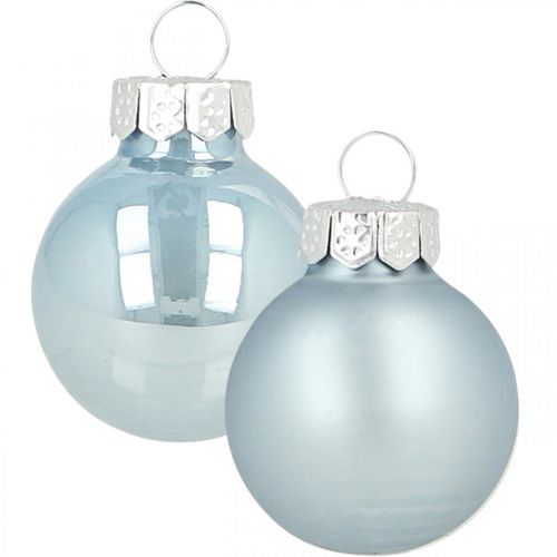 Floristik24 Mini palline di Natale in vetro blu lucido/opaco Ø2,5cm 22 pezzi