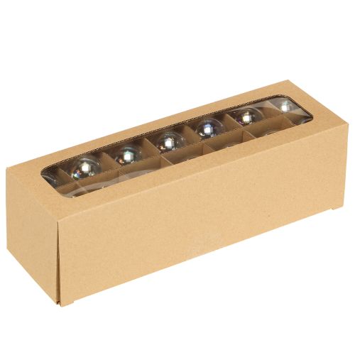 Prodotto Mini palline di Natale in vetro iridescente trasparente 4 cm 24 pz