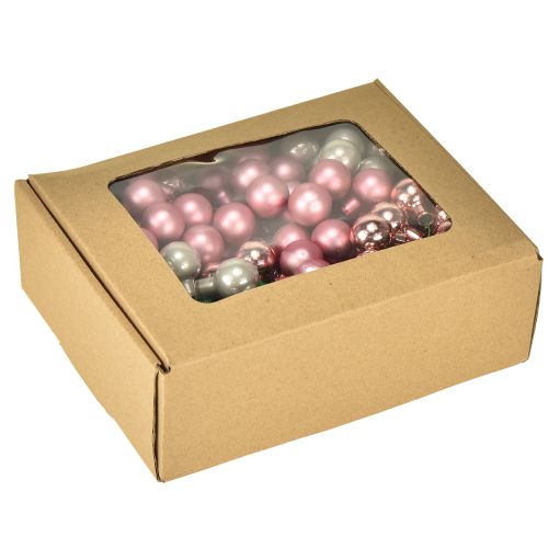 Prodotto Mini palline di Natale in vetro specchio bacche rosa crema Ø20mm 140 pz