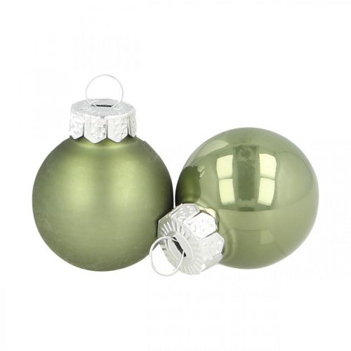 Floristik24 Mini palline di Natale in vetro verde lucido/opaco Ø2,5cm 24p