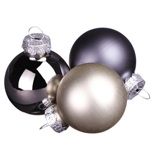 Mini palline di Natale palline di vetro antracite Ø3cm 22 pz