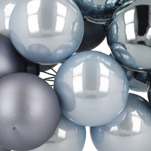 Prodotto Mini palline di Natale in vetro blu opaco metallizzato 40mm 32 pezzi