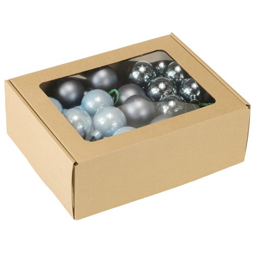 Prodotto Mini palline di Natale in vetro blu opaco metallizzato 40mm 32 pezzi