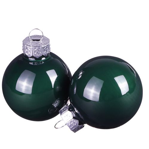 Mini palline di Natale in vetro smaltato verde Ø3cm 22 pz