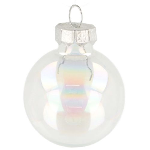 Mini palline di Natale in vetro trasparente iridescente 3 cm 22 pezzi
