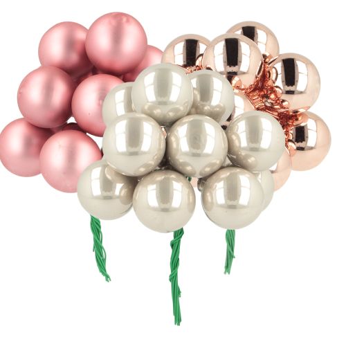 Mini palline di Natale in vetro rosa crema Ø25mm 140 pz