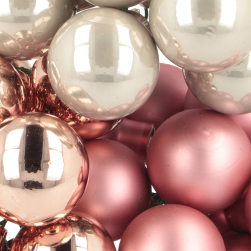 Prodotto Mini palline di Natale in vetro rosa crema Ø25mm 140 pz