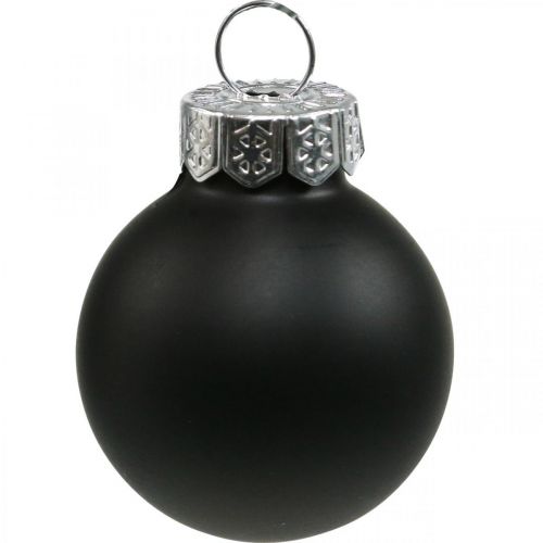 Prodotto Mini palline di Natale in vetro nero lucido/opaco Ø2,5cm 24p