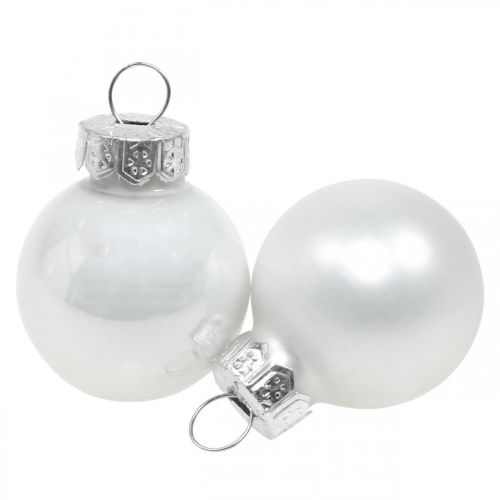 Mini palline di Natale in vetro bianco lucido/opaco Ø2,5cm 24p