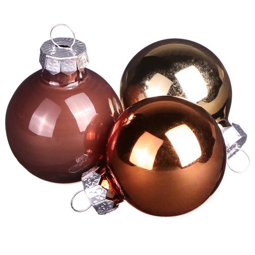 Floristik24 Mini palline di Natale mix vetro marrone oro Ø3,5 cm 22 pz