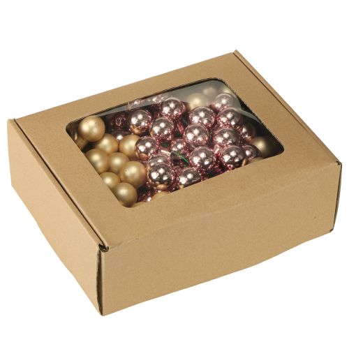 Prodotto Mini palline di Natale oro rosa specchio bacche 2 cm 140 pezzi