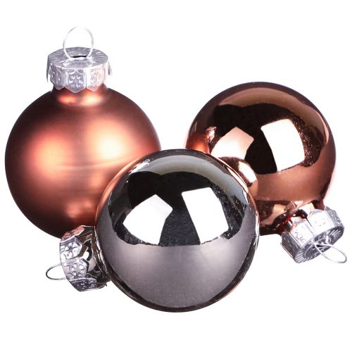 Prodotto Mini palline di Natale in vetro albicocca argento Ø3cm 22 pz