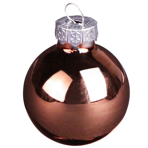 Prodotto Mini palline di Natale in vetro albicocca argento Ø3cm 22 pz