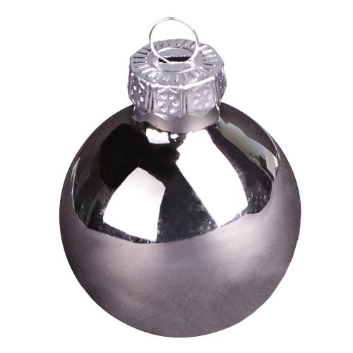 Prodotto Mini palline di Natale in vetro albicocca argento Ø3cm 22 pz