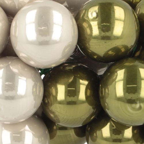Prodotto Mini palline di Natale su filo di vetro verde argento 2,5 cm 140 pezzi